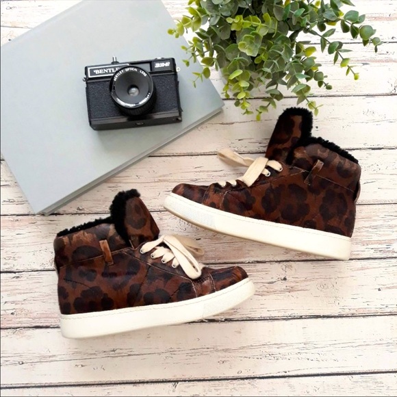 Coach Shoes - COACH Calf Hair Leopard Print High Tops Size 5.5